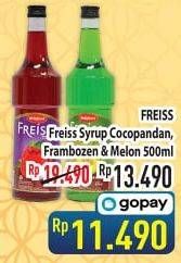 Promo Harga FREISS Syrup Cocopandan, Melon, Frambozen 500 ml - Hypermart