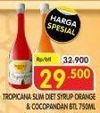 Promo Harga TROPICANA SLIM Syrup Orange, Cocopandan 750 ml - Superindo