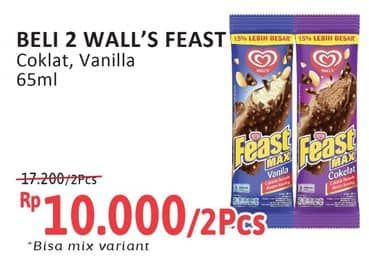 Promo Harga Walls Feast Chocolate, Vanilla 65 ml - Alfamidi