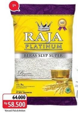 Promo Harga Raja Platinum Beras Slyp Super 5000 gr - Alfamidi