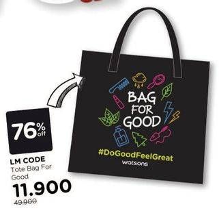 Promo Harga LM CODE Tote Bag For Good  - Watsons
