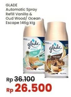 Promo Harga Glade Matic Spray Refill Elegant Vanilla Oud Wood, Ocean Escape 146 ml - Indomaret
