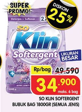 Promo Harga So Klin Softergent All Variants 1800 gr - Superindo