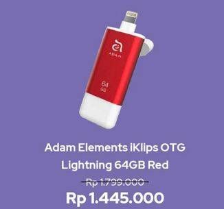 Promo Harga ADAM Elements Iklips OTG Red 64GB  - iBox