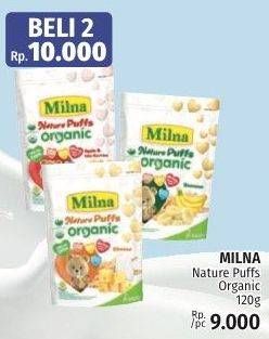 Promo Harga MILNA Nature Puffs Organic Banana, Cheese, Apple Mix Berries 15 gr - LotteMart
