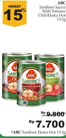 Promo Harga ABC Sardines Saus Cabai, Saus Tomat, Saus Ekstra Pedas 155 gr - Giant
