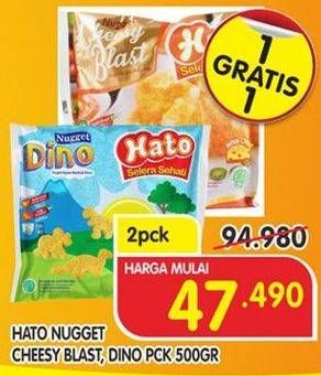 Promo Harga HATO Nugget Cheesy Blast, Dino per 2 bungkus 500 gr - Superindo