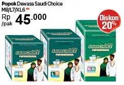 Promo Harga SAUDI CHOICE Adult Diapers M8, L7, XL6  - Carrefour