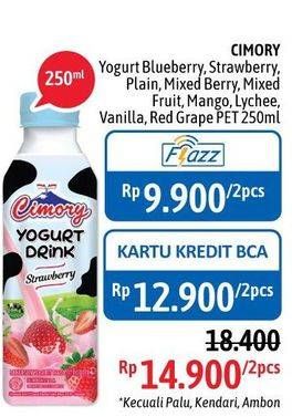 Promo Harga CIMORY Yogurt Drink Blueberry, Strawberry, Plain, Mixed Berry, Mixed Fruit, Mango, Lychee, Vanilla, Red Grape per 2 botol 250 ml - Alfamidi