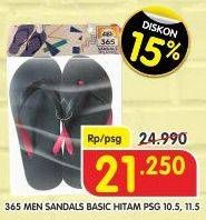 Promo Harga 365 Sandals Men Basic Hitam 10.5, Men Basic Hitam 11.5  - Superindo