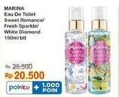 Promo Harga Marina Eau De Toillete Sweet Romance, Fresh Sparkle, White Diamond 150 ml - Indomaret