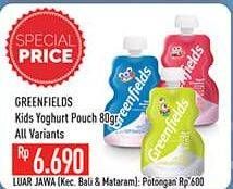 Promo Harga GREENFIELDS Yogurt Squeeze All Variants 80 gr - Hypermart