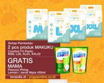 Promo Harga Makuku Comfort Fit Diapers Pants L26, M28, XL24, XXL22 22 pcs - Yogya