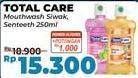 Promo Harga Total Care Mouthwash Sensitive Teeth, Siwak Salt 250 ml - Alfamidi