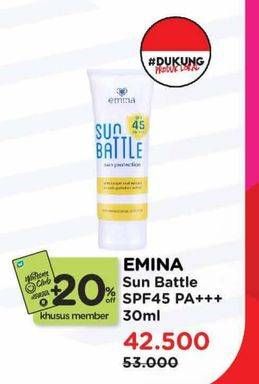 Promo Harga Emina Sun Battle SPF 45+ PA+++ 30 ml - Watsons