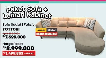 Promo Harga Tottori Sofa Sudut Fabric Kanan/Kiri  - COURTS