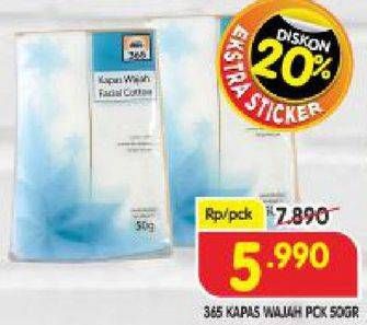 Promo Harga 365 Facial Cotton 50 gr - Superindo