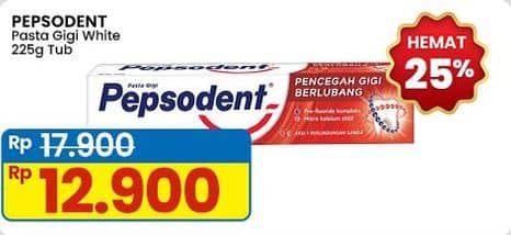 Promo Harga Pepsodent Pasta Gigi Pencegah Gigi Berlubang White 225 gr - Indomaret