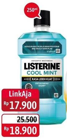 Promo Harga LISTERINE Mouthwash Antiseptic Cool Mint 250 ml - Alfamidi