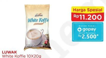 Promo Harga Luwak White Koffie per 10 sachet 20 gr - Alfamart