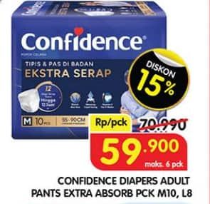 Promo Harga Confidence Adult Pants Slim & Fit Extra Absorb L8, M10 8 pcs - Superindo