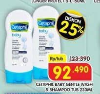 Cetaphil Baby Gentle Wash & Shampoo 230 ml Diskon 25%, Harga Promo Rp92.490, Harga Normal Rp123.390