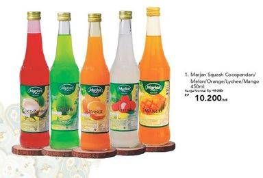 Promo Harga Marjan Syrup Squash Coco Pandan, Melon, Orange, Leci, Mango 450 ml - Carrefour