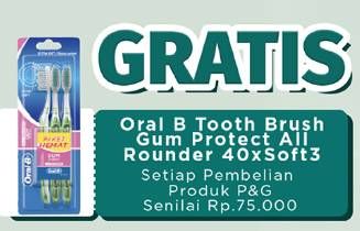 Promo Harga Oral B Toothbrush All Rounder Gum Protect 3 pcs - LotteMart