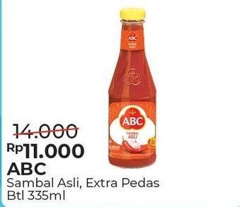 Promo Harga ABC Sambal Asli, Extra Pedas 335 ml - Alfamart