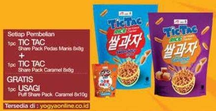 Promo Harga Dua Kelinci Tic Tac Rice Sharepack Caramel, Sweet Spicy 64 gr - Yogya