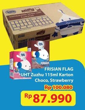 Promo Harga Frisian Flag Susu UHT Milky Zuzhu Zazha Kecuali Strawberry, Kecuali Chocolate per 36 tpk 115 ml - Hypermart