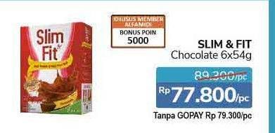 Promo Harga SLIM & FIT Powder Milk Chocolate per 6 sachet 54 gr - Alfamidi