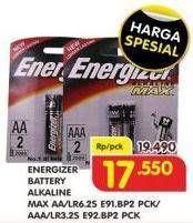 Promo Harga ENERGIZER Battery Alkaline Max AA E91, AAA E92 2 pcs - Superindo
