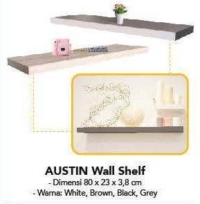 Promo Harga AUSTIN Wall Shelf Dimensi: 80cm X 23cm X 3, 8cm  - Carrefour