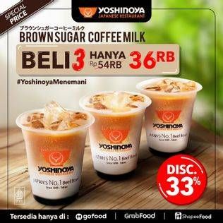 Promo Harga Beli 3 Brown Sugar Coffee Milk  - Yoshinoya