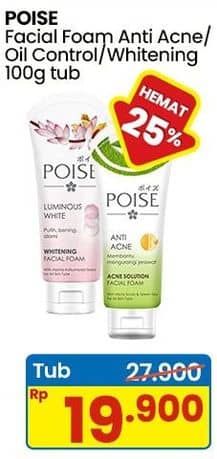 Promo Harga Poise Facial Foam Anti Acne, Luminous White, Clear Shine 100 gr - Indomaret