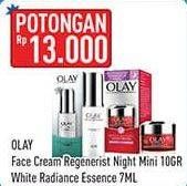 Promo Harga OLAY Face Cream REgenerist Night Mini 10gr / White Radiance Essence 7ml  - Hypermart