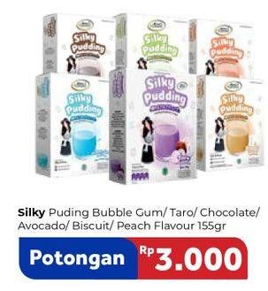 Promo Harga SILKY PUDDING Puding Bertekstur Lembut Bubble Gum, Taro, Chocolate, Avocado, Biscuit, Peach 155 gr - Carrefour