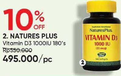 Promo Harga NATURES PLUS Vitamin D3 1000IU 180 pcs - Guardian