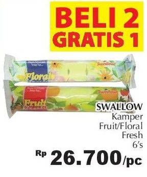 Promo Harga SWALLOW Naphthalene Floral Fresh, Fruit Fresh 6 pcs - Giant