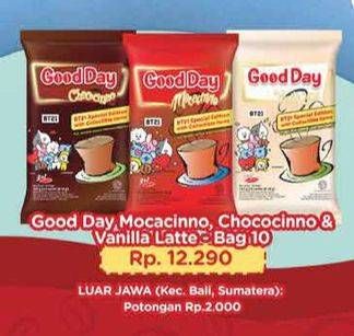 Promo Harga Good Day Instant Coffee 3 in 1 Mocacinno, Chococinno, Vanilla Latte per 10 sachet 20 gr - Hypermart