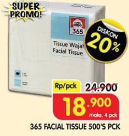 Promo Harga 365 Facial Tissue 500 sheet - Superindo