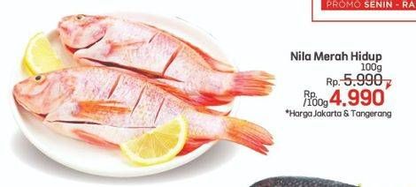 Promo Harga Ikan Nila Merah per 100 gr - LotteMart