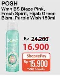 Promo Harga Posh Hijab Perfumed Body Spray Purple Wish, Green Blossom 150 ml - Alfamart