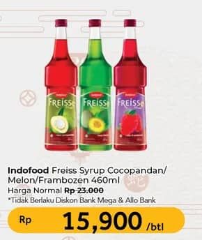 Promo Harga Freiss Syrup Melon, Frambozen, Cocopandan 500 ml - Carrefour