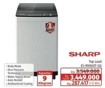 Promo Harga Sharp ES-M9000T-GG 9 kg - Lotte Grosir