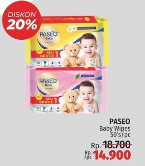 Promo Harga Paseo Baby Wipes With Chamomile Extract, With Jojoba Oil 50 sheet - LotteMart