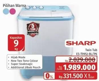 Promo Harga SHARP ES-T99SJ-BL/PK | Washing Machine Twin Tube Hijab Series 7.5kg  - Lotte Grosir