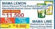Promo Harga Mama Lemon Cairan Pencuci Piring Jeruk Nipis, Lemon Daun Mint 780 ml - Indomaret