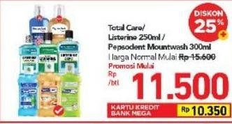 Promo Harga TOTAL CARE/LISTERINE/PEPSODENT Mouthwash  - Carrefour